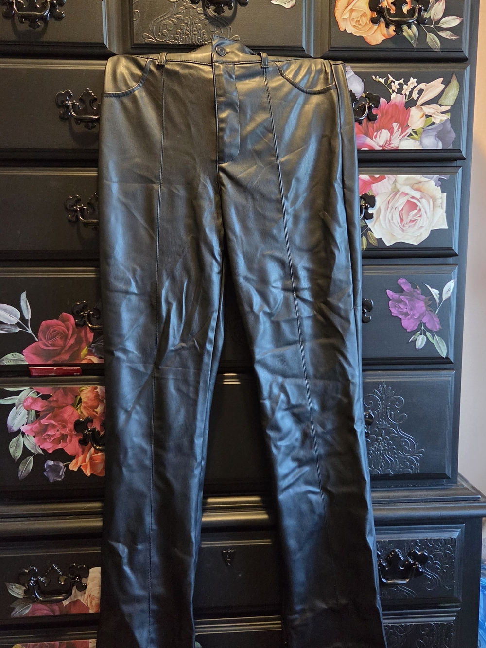 Black Faux Leather Men’s Pants